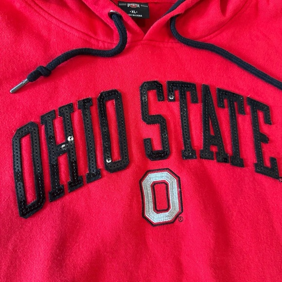 Women’s Ohio State Buckeyes Scarlet & Gray Hoodie Black Sequins Size XL - Picture 3 of 5